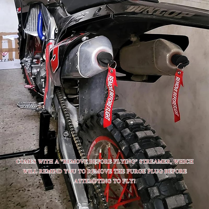 MUQIDA 2 PCS Muffler Exhaust Wash Plug, 0.6"-1.5" Motorcycle Exhaust Tail Pipe Washing Plug with Streamer, Rubber Silencer Wash Protector for 2 Stroke Motorcycle Dirt Bike ATV (Black) - Image 4